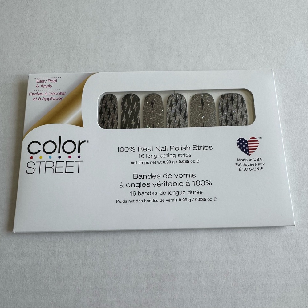 *Exclusive* Color Street: When Lightning Strikes | Silver Black Glitter Rock - Picture 3 of 13